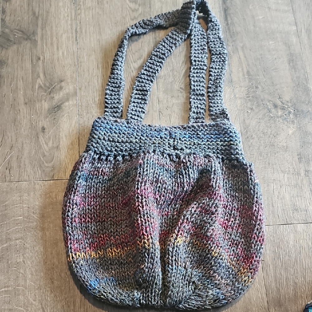 HANDMADE Purse Crochet Knit Shoulder Blue Gray Women Men Bag Bohemian